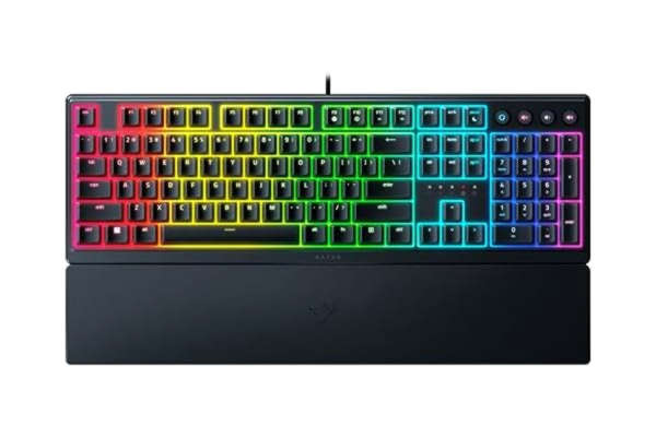 Razer  Ornata V3 – speltangentbord med låg profil (Hybrid Mecha-Membranbrytare, UV-belagda tangenter, magnetiskt soft-touch handledsstöd, RGB Chroma) US layout | svart