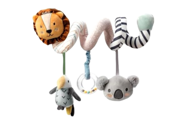 Nuby  89075 Animal Adventures Activity interaktiv sensorisk leksak | lämplig från födseln aktivitetsleksak för barnvagn, djuräventyr, en storlek