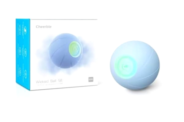 Wicked Cheerble Wicked Ball, 100 procent automatisk och interaktiv boll för att hålla dina hundar/katter sällskap hela dagen, ditt husdjurs glädje när du är hemma ensam - INTE för hundgodis (blå).