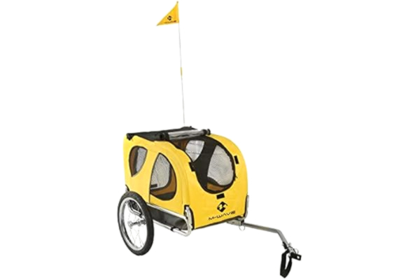 M-Wave  PET Ride przyczepa rowerowa dla psów, srebrna/żółta, 43,5 x 68 x 51,5 cm