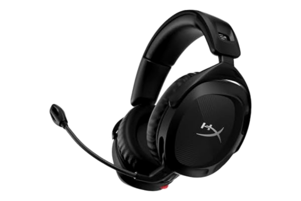 HyperX  Cloud Stinger 2 Wireless, trådlösa spelhjälmar, 50 mm drivrutiner, surroundljud, 90° vridning, USB-dongel, 20 timmars batteri, brusreducerande mikrofon - svart