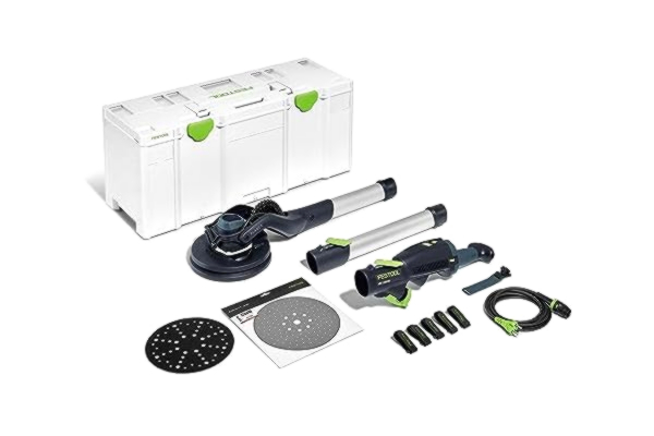 Festool  långhalsslip LHS 2 225 EQI-Plus PLANEX (med förlängning, slangklämma, kardborrekontakt, 5-pack granat P180, plug it nätkabel, slipskiva Ø 220 mm inkl. gränssnittsmatta), i systainer