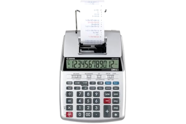 Canon  P23DTSCII skrivbordsräknare, tolvsiffrig tvåfärgad utskrift, P23-DTSC II, silver metallic