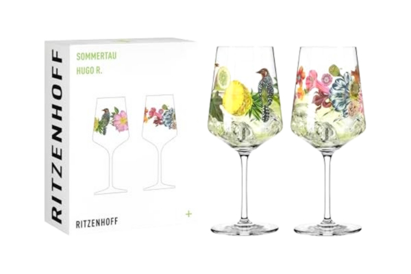 Ritzenhoff RITZENHOFF 2931019 aperitifglas 500 ml – serie sommarrep – motiv fåglar, blommor – Tillverkad i Tyskland
