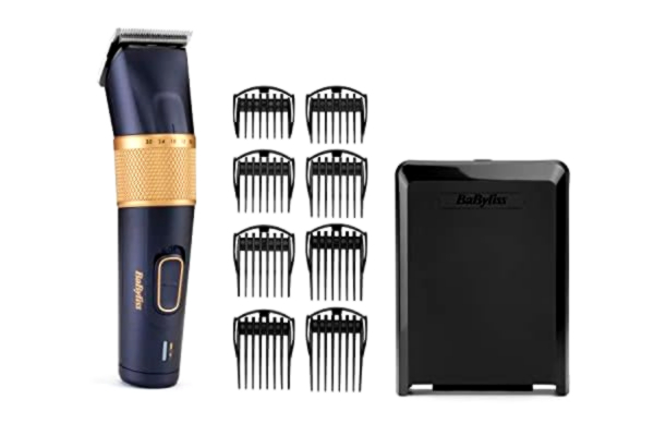 BaByliss  Lithium Performance-Hårklippare - Sladdlös Professionell Prestanda, 45 Längdinställningar (0,6-28 mm), Litiumbatteri, Mörkblå/Guld, E986E