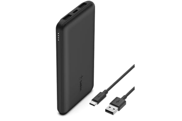 Belkin  10 000 mAh bärbar powerbank, 10K USB-C bärbar laddare med 1 USB-C port och 2 USB-A portar, batteripaket för upp till 15 W laddning för iPhone, Samsung Galaxy, AirPods, iPad, m.fl. - Svart