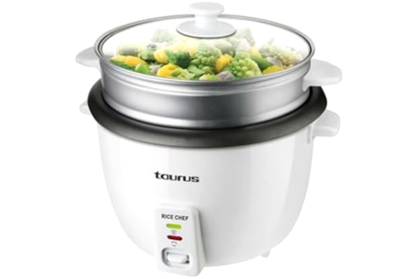 Taurus Home Taurus Rice Chef - riskokare 700 W, kapacitet 1,8 L, non-stick-beläggning, matlagning och håller dig varm, ångande tillbehör, vit