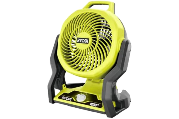Ryobi RYOBI 18 V ONE batterifläkt RF18-0 (kompakt batterifläkt, bärbar, 19 cm fläkthuvud, tyst drift, 3 hastighetsinställningar, flera upphängningspunkter, utan batteri och laddare)