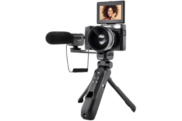 AgfaPhoto  Realishot VLG-4K Vlogging-kit - 24MP kamera, 4K video, 3" LCD-skärm, 16X digital zoom, CMOS-sensor, litiumbatteri - svart