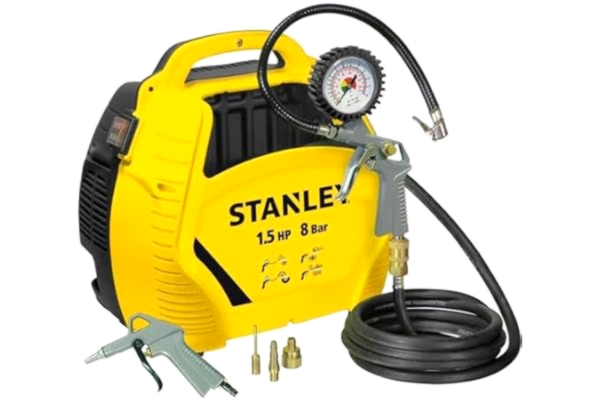Stanley Tools Kompressor 230V/50HZ 1100w L32.5xB25.5H33cm m.slange, pumpepistol og nipler,1 stk