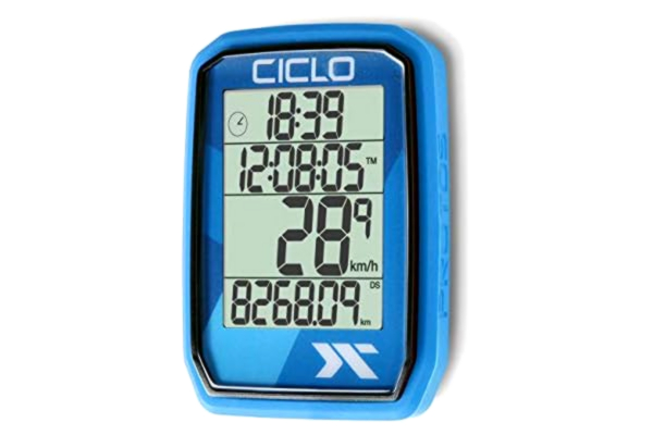 CicloSport CICLO PROTOS 205 bezprzewodowy komputer rowerowy, w kolorze niebieskim, z 5 automatycznymi funkcjami