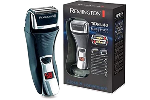 Remington  F7800 Elektrisch scheerapparaat voor heren, met led-minuten-display, werkt op netstroom en batterij, voor droog scheerapparaat, precisietrimmer, afwasbaar (foliescheer)