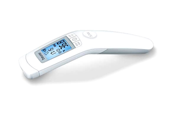 Beurer  FT 90 kontaktlös digital infraröd febertermometer/babytermometer/ för enkel mätning på pannan för vuxna och barn/digital display/med batteri, 1 st (paket med 1)
