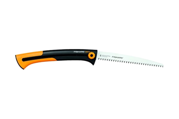 Fiskars  trädgårdssåg för färskt trä, Grovtandad, Klingans längd: 25,5 cm, Infällbart, Rostfritt stål, Svart/Orange, Xtract, SW75, 1000614