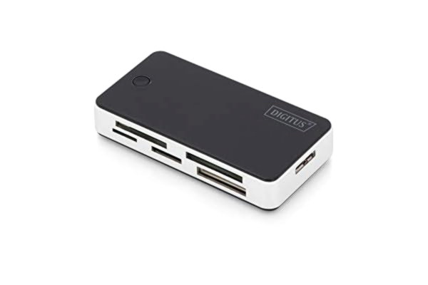 Digitus DIGITUS USB 3.0 allt-i-ett-kortläsare för minneskort - Stöd för CF-, MMC-, SD-, SDHC-, SDXC- och Micro-SD-kort - Kortläsare - 5 Gbit/s - Plug & Play - Svart/silver