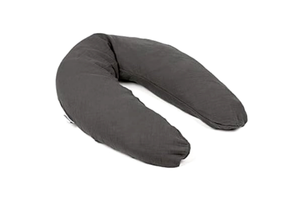Doomoo  Basics - Comfy Big Tetra Grey graviditetskudde med flera användningsområden - stor amnings- och moderskapskudde - för att sova, amma och slappna av - fylld med mikrokulor med tvättbart lock