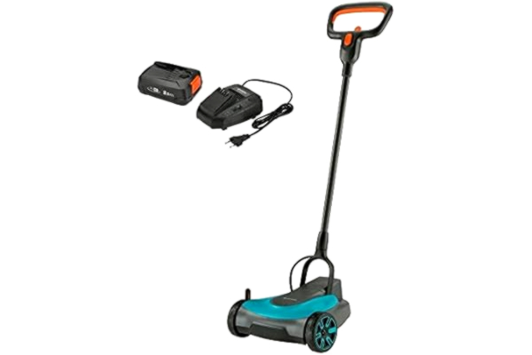 Gardena  HandyMower 14620-20 Battery-Powered Lawnmower 22/18V P4A Ready-To-Use Set: Manual Lawnmower for Lawns up to 50 m², Cutting Height Adjustable, includes 18V P4A Battery [Energy Class A]