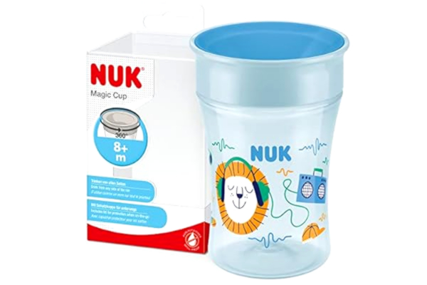 Nuk NUK Magic Cup pipmugg | 360° spillsäker kant | Från 8 månader | BPA-frit | 230 ml | igelkott (blå)