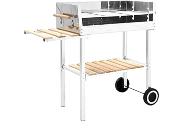 vidaXL  Grill węglowy XXL na wózku, stal nierdzewna, z 2 półkami