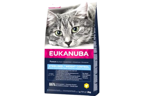 Eukanuba  Sterilised kattfoder – premiumfoder med låg fetthalt för viktunderhåll hos steriliserade/kastrerade katter 2 kg