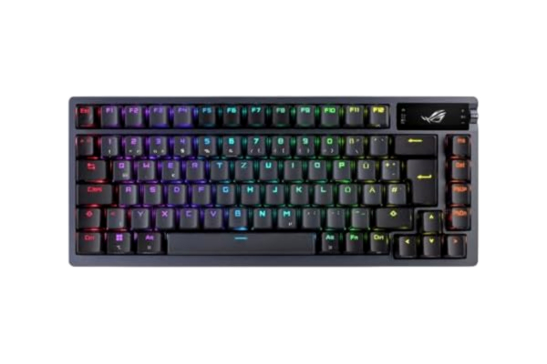Asus ASUS ROG Azoth RGB speltangentbord (dt. layout, 75% tangentbordsformfaktor, mekaniska ROG NX-switchar, OLED-skärm, med Bluetooth® eller 2, 4 GHz RF trådlös, USB, Windows och MacOS-läge, svart)