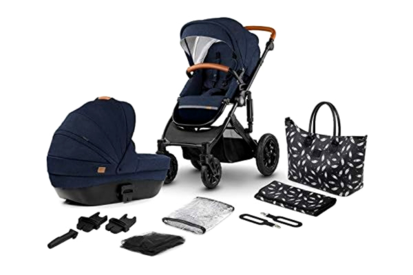 KinderKraft Kinderkraft 2-in-1 kinderwagen PRIME 2020, reissysteem, elegante buggy, inklapbaar, liggende positie, draagstoeltje, accessoires, regenhoes, voetenzak, voor pasgeborenen, blauw