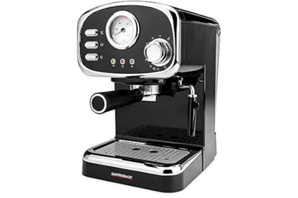 Gastroback GASTROBACK 42615 Design espressomachine Basic, 1100 watt, draaibare melkop, professionele espressomachine van kunststof, zwart, zilver