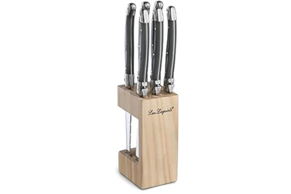 Lou Laguiole  Steakmesser Set 6 delar | 2511 Steakmesser med tradition och tystnad | Griffe i Rot | Wellenschliff Messer