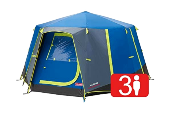 Coleman  Tent Octago, 3 Man Tent Ideal for Camping in the Garden, Dome Tent, Waterproof 3 Person Camping Tent with Sewn-in Groundsheet