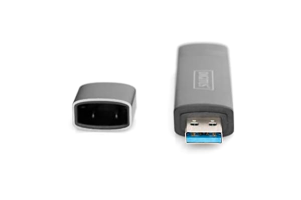 Digitus DIGITUS Dual Card-läsare med hub – USB-A och USB-C – SD & micro-SD-kortläsare – USB 3.0 Hub 1 port – grå