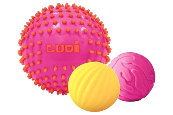 Ludi LUDI Uppsättning av 3 sensoriska bollar – blå