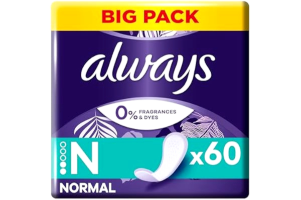 Always  Dailies Normal Fresh & Protect trosskydd 60 st, som andas, är flexibla och bekväma samt har en absorberande kärna