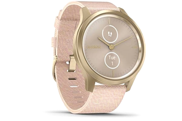 Garmin GARMIN Vívomove Style, Stijlvolle Hybride Smartwatch, Dames, 2 AMOLED-Kleurendisplays, Nylon Polsband, Sport-Apps, Gezondheidsgegevens, Waterdicht