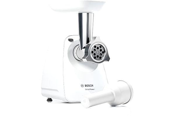 Bosch  MFW2500W SmartPower köttkvarn, skivor i rostfritt stål, 350 W, vit