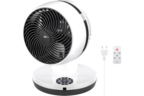 Goobay goobay 59515 Kraftfull fläkt med fjärrkontroll Ø 23 cm (9 tum) / multiriktad oscillation/70 W elmotor med 4 effektnivåer 2 intervallfunktioner