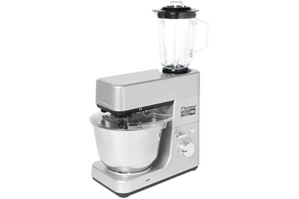 Bestron  Robot kuchenny 4-w-1 (ugniatanie, miksowanie, maszynka do mięsa, tarcie / ścieranie), 1200 W, stal nierdzewna