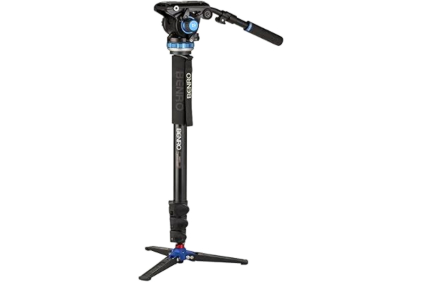 Benro  Monopode Classique en Aluminium A48F - Pieds à Verrouillage Rabattable - Tête S6PRO - Base à 3 Pieds