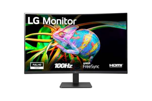 LG  32MR50C-B - Böjd bildskärm, 32 tum, VA 3000:1, 1500R, 16:9, 100 Hz hastighet, HDMIx2, Super Resolution+, AMD FreeSync Premium, E-klassificering, svart