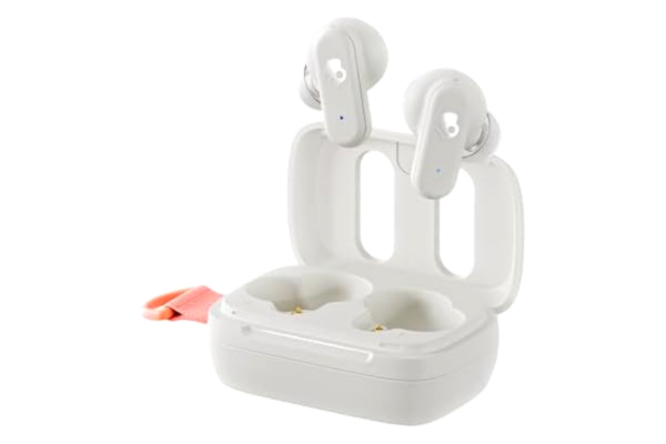 Skullcandy  Dime 3 är ett par trådlösa in-ear-hörlurar med 20 timmars batteritid, mikrofon, och de fungerar med iPhone, Android och Bluetooth-enheter - Vit