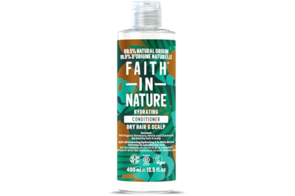 Faith in Nature Faith In Nature naturlig kokosnötsbalsam, fuktgivande, vegansk och fri från djurförsök, utan SLS eller parabener, för normalt till torrt hår, 400 ml