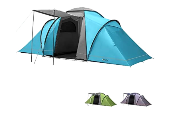 Portal Outdoor s Unisex's Beta 6 ruime 2 slaapkamer tent met opbergtas, blauw, 6 Persoon