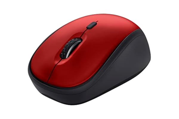 Trust  Yvi+ Cicha bezprzewodowa mysz o zrównoważonej konstrukcji, 800-1600 DPI, do lewej i prawej ręki, mikroodbiornik USB, kompaktowa mysz bezprzewodowa do komputera, komputera, laptopa, Mac - Czerwony