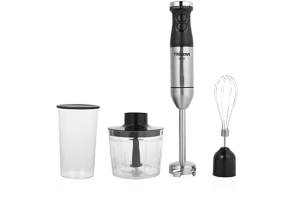 Tristar  Hand Blender - Stepless Speed Control, 800 Watt, 700 ml Measuring Cup, 4 Stainless Steel Blades, Chopper, Whisk Turbo Function, MX-4839