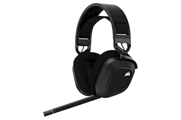 Corsair  HS80 RGB WIRELESS Premium Gaming Headset med Dolby Atmos-Ljud (Låg Latens, Rundstrålande Mikrofon, 60 ft Räckvidd, Upp Till 20 Timmars Batteritid, Trådlös PS5/PS4-Kompatibilitet) Vit