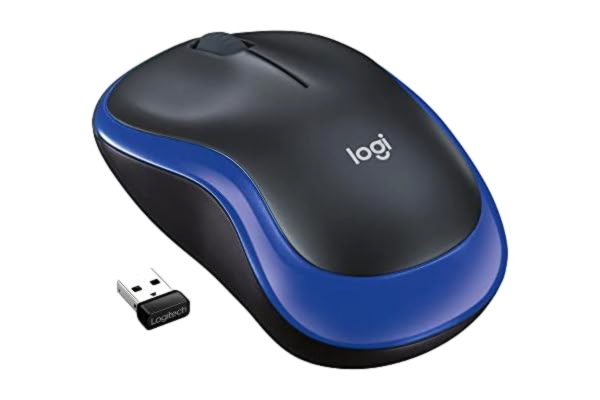 Logitech  M185 Wireless Mouse, 2.4GHz with USB Mini Receiver, 12-Month Battery Life, 1000 DPI Optical Tracking, Ambidextrous, Compatible with PC, Mac, Laptop - Blue