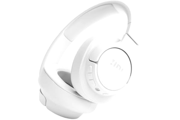 JBL  Tune 720 BT trådlösa - Over-ear hörlurar med Bluetooth 5.3-teknik och ljudkabel, JBL Pure Bass-ljud, 76 timmars batteritid och handsfree-hantering, vit