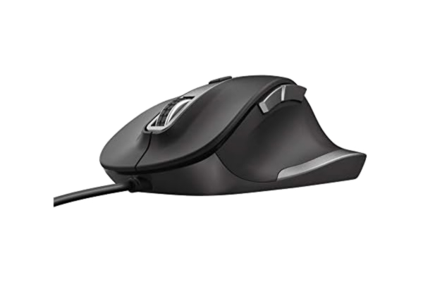 Trust  Fyda przewodowa wygodna mysz (ergonomiczna konstrukcja, sześć przycisków, bardzo wysoka DPI 600-1400-2800-5000), czarna