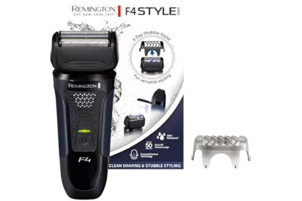 Style Remington Elektrisk Rakapparat F4 [Våt & Torrakning] Style Series (3 dagars skäggstylingstillbehör/skyddskåpa, Pop-up trimmer, 100% vattentät) Folierakapparat F4002