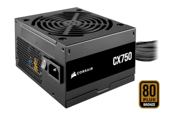 Corsair CORSAIR CX750 ATX 750W Nätaggregat - 80 PLUS Bronscertifierat - Låg Ljudnivå - Hylsor För Kablar - Icke-Modulärt - EU - Svart