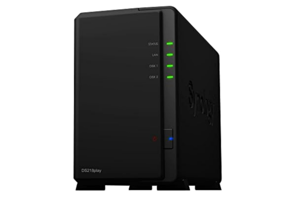 Synology  DS218PLAY 4TB 2 Bay NAS-oplossing ingericht met 2 x 2TB Seagate IrownWolf rijdt,zwart